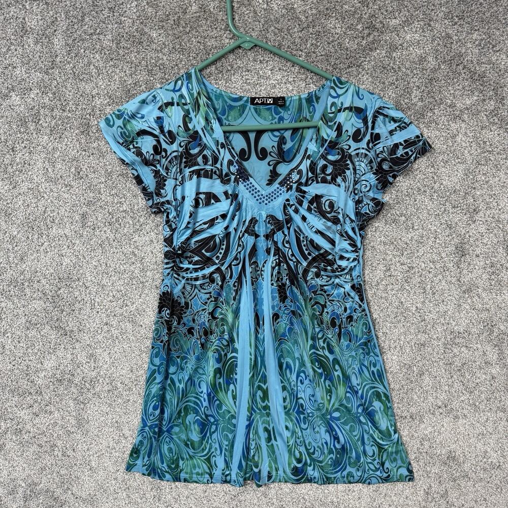 Apt 9 Top Womens Small Y2K Babydoll Fairycore Rhinestone Baroque Festival Floral